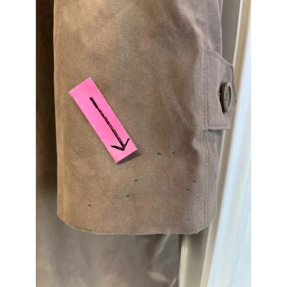 LONDON FOG Womens Brown L-Reg Long Hooded Lining Coat Slit Back FLAWS - Picture 7 of 15